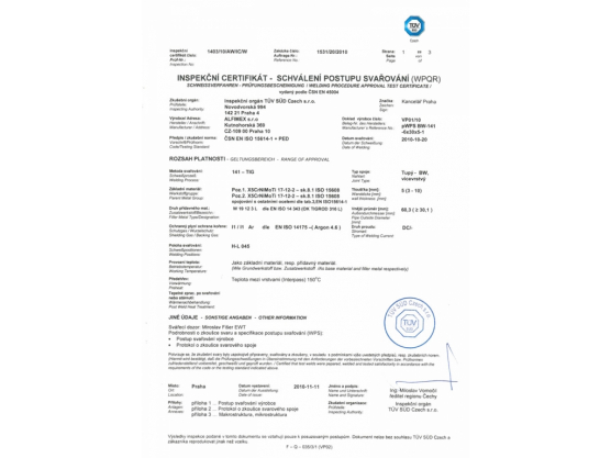 TÜV SÜD Czech Inspection certificate 02