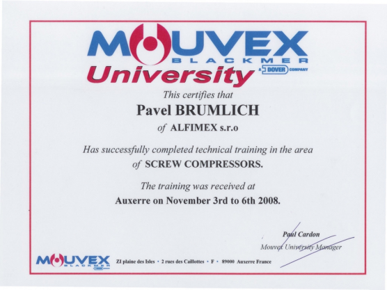 Mouvex Blackmer training, Pavel Brumlich